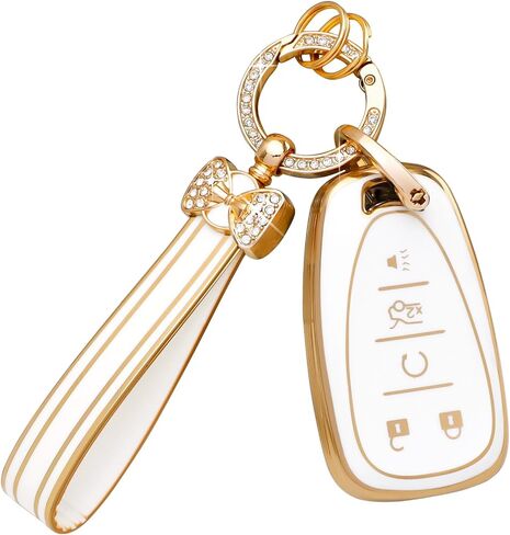 غطاء PIFOOG Key Fob لسيارة Chevy 5 أزرار زرقاء ناعمة من البولي يوريثان الحراري لمفاتيح السيارة وملحقات سلسلة المفاتيح لماليبو إكوينوكس بليزر ترافيرس كامارو كروز تراكس LT تريل بليزر سبارك مفاتيح ذكية in Kuwait