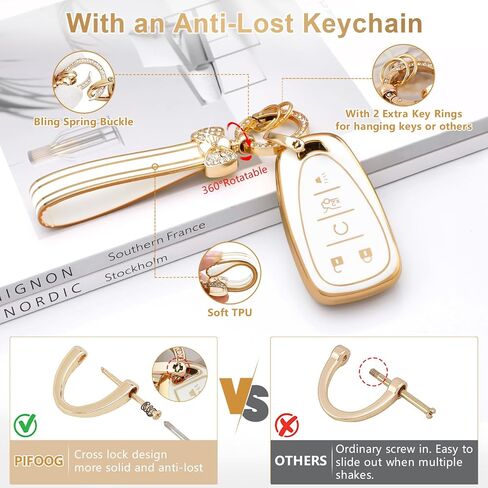غطاء PIFOOG Key Fob لسيارة Chevy 5 أزرار زرقاء ناعمة من البولي يوريثان الحراري لمفاتيح السيارة وملحقات سلسلة المفاتيح لماليبو إكوينوكس بليزر ترافيرس كامارو كروز تراكس LT تريل بليزر سبارك مفاتيح ذكية in Kuwait