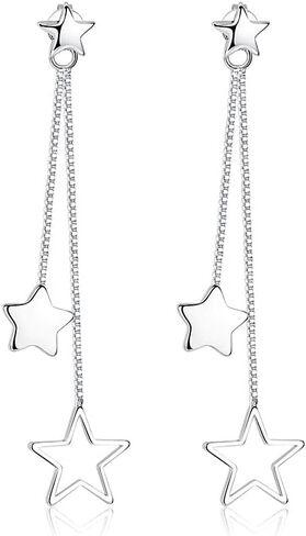 Sterling Silver Long Dangle Drop tassel star meteor earrings For Women in Kuwait