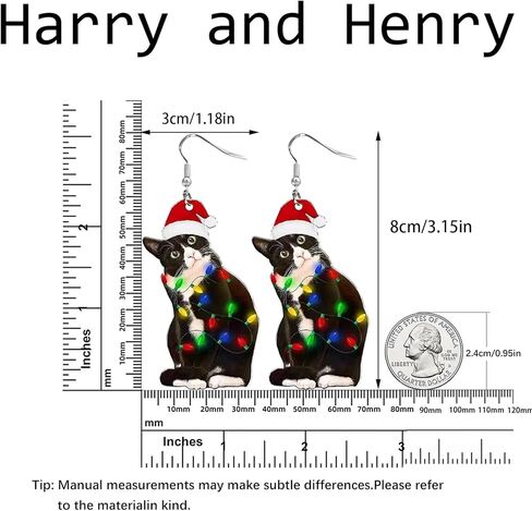 Christmas Earrings for Women Cute Cat Earrings Dangle Christmas Light Stocking Cat Earrings for Holiday Christmas Gifts 2024 in Kuwait