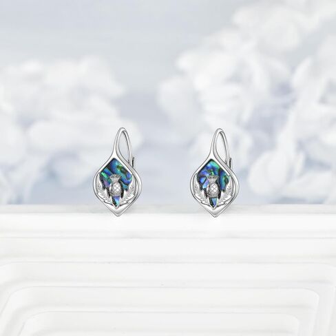Celtic Trinity Knot Earrings for Women 925 Sterling Silver Triquetra Knot Leverback Abalone Shell Irish Jewelry Tree of Life Gift in Saudi Arabia