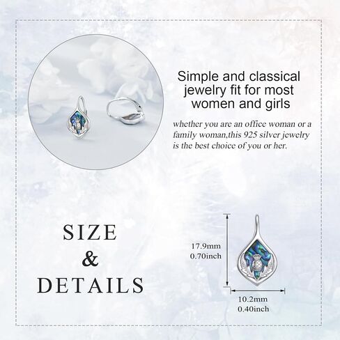 Celtic Trinity Knot Earrings for Women 925 Sterling Silver Triquetra Knot Leverback Abalone Shell Irish Jewelry Tree of Life Gift in Saudi Arabia