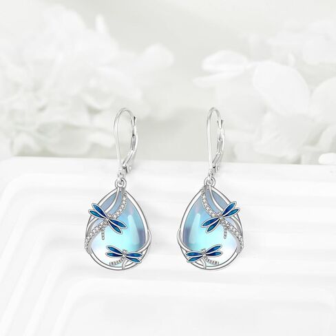 اليعسوب/الفراشة/النحل/الطائر الطنان/البومة/الكلب/القط/الريش/قنفذ البحر أقراط للنساء من الفضة الاسترليني اليعسوب/الفراشة/النحل/الطائر الطنان/البومة/مجوهرات أقراط حجر القمر هدايا للنساء in Kuwait