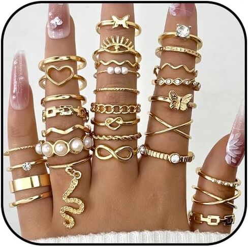Gold Knuckle Rings Set For Women Vintage Stackable Joint Finger Midi Rings Dainty Cubic Zirconia Stackable Finger Ring Fashion Jewelry in Saudi Arabia