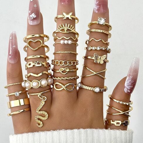 Gold Knuckle Rings Set For Women Vintage Stackable Joint Finger Midi Rings Dainty Cubic Zirconia Stackable Finger Ring Fashion Jewelry in Saudi Arabia