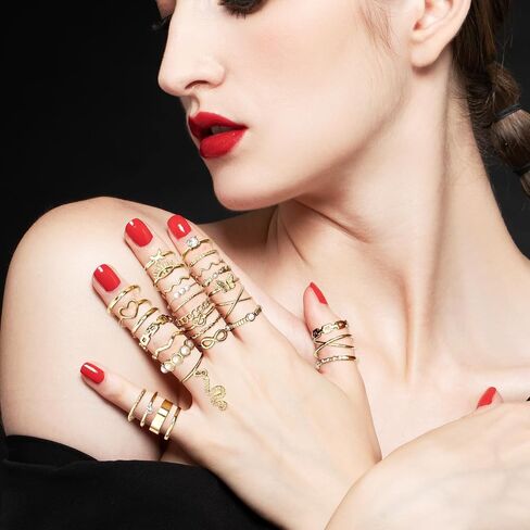 Gold Knuckle Rings Set For Women Vintage Stackable Joint Finger Midi Rings Dainty Cubic Zirconia Stackable Finger Ring Fashion Jewelry in Saudi Arabia