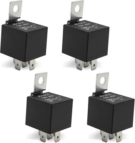 Pack-4 Car 12V 5 Pin Relay، غلاف مقاوم للماء مقاوم للهب + مرحل بدء الاتصال الحساس، متعدد الوظائف مضخة زيت ضوء مكيف الهواء التوصيل والتشغيل، عالمي للسيارات (أسود) in Kuwait