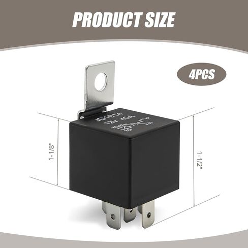 Pack-4 Car 12V 5 Pin Relay، غلاف مقاوم للماء مقاوم للهب + مرحل بدء الاتصال الحساس، متعدد الوظائف مضخة زيت ضوء مكيف الهواء التوصيل والتشغيل، عالمي للسيارات (أسود) in Kuwait