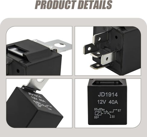 Pack-4 Car 12V 5 Pin Relay، غلاف مقاوم للماء مقاوم للهب + مرحل بدء الاتصال الحساس، متعدد الوظائف مضخة زيت ضوء مكيف الهواء التوصيل والتشغيل، عالمي للسيارات (أسود) in Kuwait
