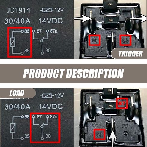 Pack-4 Car 12V 5 Pin Relay، غلاف مقاوم للماء مقاوم للهب + مرحل بدء الاتصال الحساس، متعدد الوظائف مضخة زيت ضوء مكيف الهواء التوصيل والتشغيل، عالمي للسيارات (أسود) in Kuwait