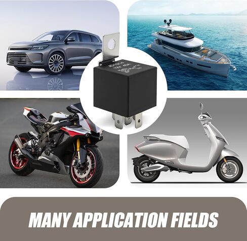 Pack-4 Car 12V 5 Pin Relay، غلاف مقاوم للماء مقاوم للهب + مرحل بدء الاتصال الحساس، متعدد الوظائف مضخة زيت ضوء مكيف الهواء التوصيل والتشغيل، عالمي للسيارات (أسود) in Kuwait