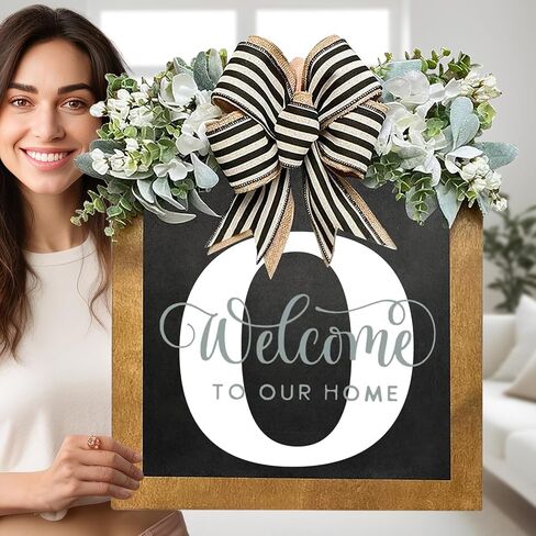 16" Personalized Welcome Sign for Front Door, Last Name Wreaths for Front Door, 26 Initial Front Door Decor, Year Round Wreath, Pine Wooden Home Decor, Housewarming Gifts, (T) in Saudi Arabia