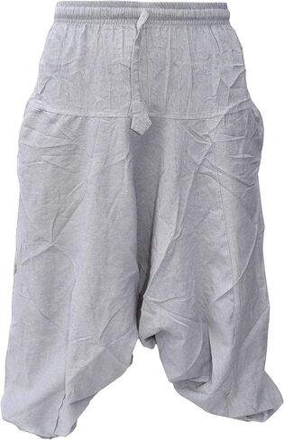 Gheri Men's Cotton Hemp Harem Aladdin Genie Wide Crotch Ninja Pants Trousers in Kuwait