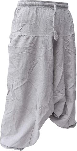 Gheri Men's Cotton Hemp Harem Aladdin Genie Wide Crotch Ninja Pants Trousers in Kuwait