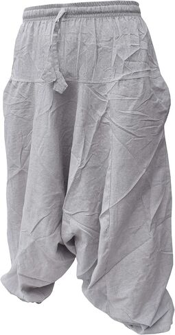 Gheri Men's Cotton Hemp Harem Aladdin Genie Wide Crotch Ninja Pants Trousers in Kuwait