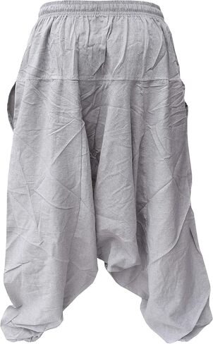 Gheri Men's Cotton Hemp Harem Aladdin Genie Wide Crotch Ninja Pants Trousers in Kuwait