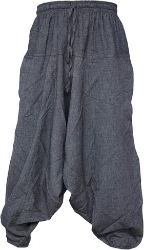 Gheri Men's Cotton Hemp Harem Aladdin Genie Wide Crotch Ninja Pants Trousers in Kuwait