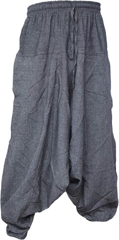Gheri Men's Cotton Hemp Harem Aladdin Genie Wide Crotch Ninja Pants Trousers in Kuwait