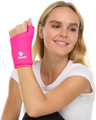 FOMI Wrist Solid Gel Ice Pack | Hot Cold Hand and Thumb Compression Sleeve Wrap for Carpel Tunnel, Arthritis, Tendonitis, Bruises, Swelling, Sports Injuries Pain Relief (Pink - Small/Medium) in Kuwait