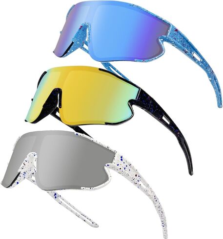 3PACK Youth Baseball Kids Sunglasses UV400 Sports Glasses for 4-12 Boys Girls Cycling Softball Running Goggles in Saudi Arabia