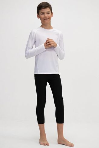 KISTA 3 Pack Boys Youth UPF 50+ Compression Capri Baselayer, Cool Dry Running Tights, 4-Way Stretch Workout Leggings in Saudi Arabia