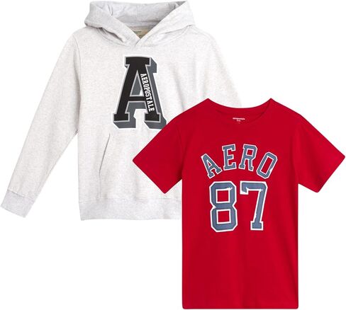 AEROPOSTALE Hoodie and T-Shirt Set - 2 Piece Pullover Hoodie Sweatshirt and Active Graphic Tee - Boys Activewear Tops (8-16) in Kuwait