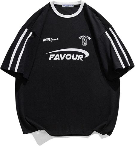 Vamtac Oversized T Shirts for Men Vintage Tees Stripe Half Sleeve Baggy Loose Gym Relaxed Fit T Shirts in Saudi Arabia