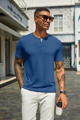 قمصان Henley الرجالية من COOFANDY بأكمام قصيرة كاجوال صيفية أساسية تي شيرت بأزرار صلبة in Saudi Arabia