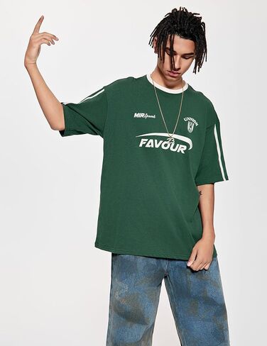 Vamtac Oversized T Shirts for Men Vintage Tees Stripe Half Sleeve Baggy Loose Gym Relaxed Fit T Shirts in Kuwait