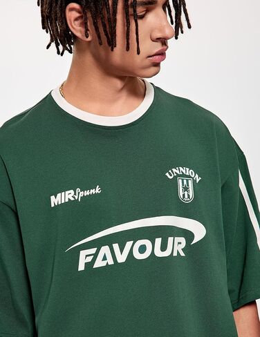 Vamtac Oversized T Shirts for Men Vintage Tees Stripe Half Sleeve Baggy Loose Gym Relaxed Fit T Shirts in Kuwait