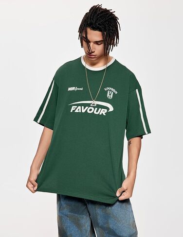 Vamtac Oversized T Shirts for Men Vintage Tees Stripe Half Sleeve Baggy Loose Gym Relaxed Fit T Shirts in Kuwait