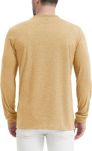 CRYSULLY Men's Fashion Henley Shirt Long Sleeve Lightweight Pocket Tees 3 Button Casual T-Shirts in Saudi Arabia