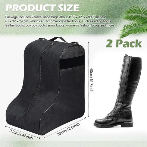 2 Pcs Boot Bags for Cowboy Boots Portable Boots Storage Bag for Travel Bags Men Tall Boot with Handle for Home Travel(Black) in Kuwait