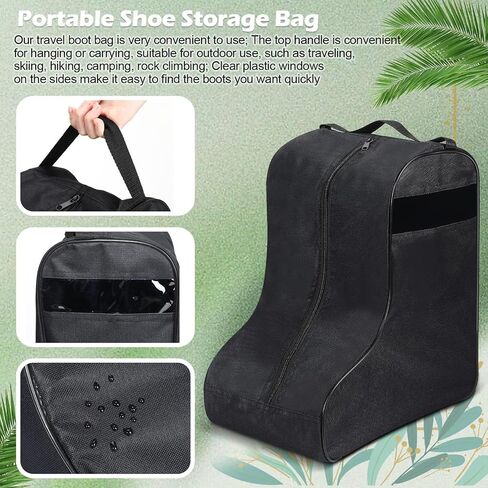 2 Pcs Boot Bags for Cowboy Boots Portable Boots Storage Bag for Travel Bags Men Tall Boot with Handle for Home Travel(Black) in Kuwait