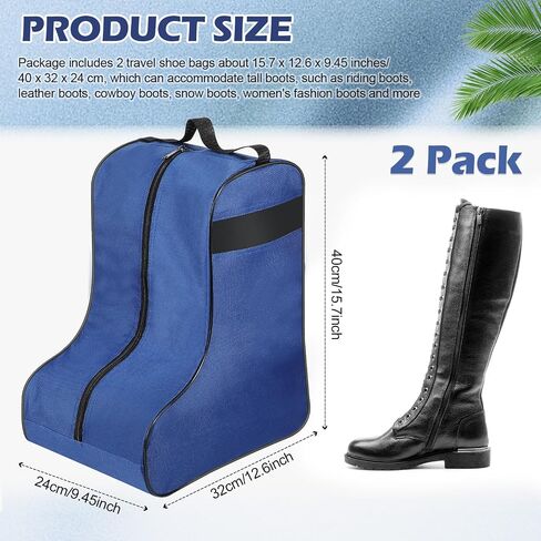 2 Pcs Boot Bags for Cowboy Boots Portable Boots Storage Bag for Travel Bags Men Tall Boot with Handle for Home Travel(Black) in Kuwait
