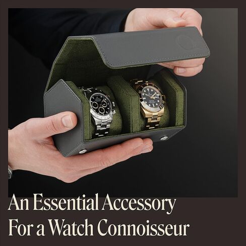 Napa Leather Watch Rolls for Men - Hexagon Watch Roll Travel Case for Watches - Storage Organizer Genuine Leather with Velvet Interior Display in Saudi Arabia