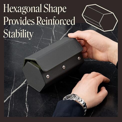 Napa Leather Watch Rolls for Men - Hexagon Watch Roll Travel Case for Watches - Storage Organizer Genuine Leather with Velvet Interior Display in Saudi Arabia