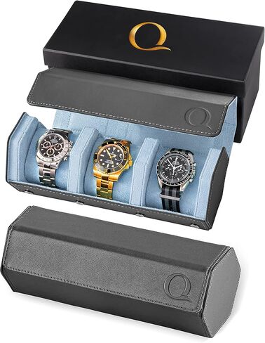 لفات ساعة جلد نابا للرجال - حافظة سفر سداسية الشكل للساعات - منظم تخزين جلد طبيعي مع شاشة داخلية مخملية in Kuwait