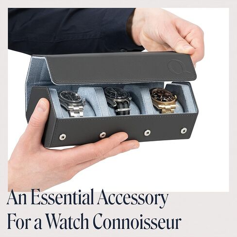 لفات ساعة جلد نابا للرجال - حافظة سفر سداسية الشكل للساعات - منظم تخزين جلد طبيعي مع شاشة داخلية مخملية in Kuwait