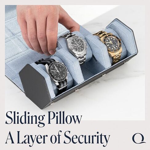 لفات ساعة جلد نابا للرجال - حافظة سفر سداسية الشكل للساعات - منظم تخزين جلد طبيعي مع شاشة داخلية مخملية in Kuwait