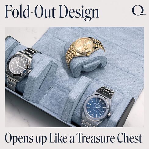 لفات ساعة جلد نابا للرجال - حافظة سفر سداسية الشكل للساعات - منظم تخزين جلد طبيعي مع شاشة داخلية مخملية in Kuwait