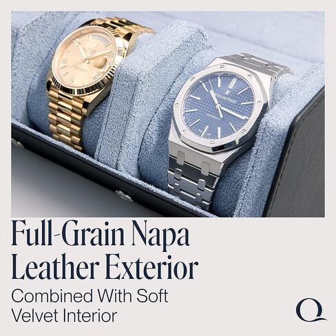 لفات ساعة جلد نابا للرجال - حافظة سفر سداسية الشكل للساعات - منظم تخزين جلد طبيعي مع شاشة داخلية مخملية in Kuwait