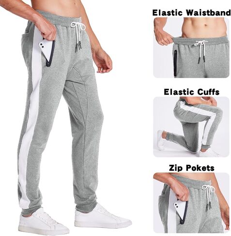 LABEYZON Men's Sweatpants, Jogger Track Pants Slim Fit Workout Gym Pants for Men with Zipper Pockets in Saudi Arabia