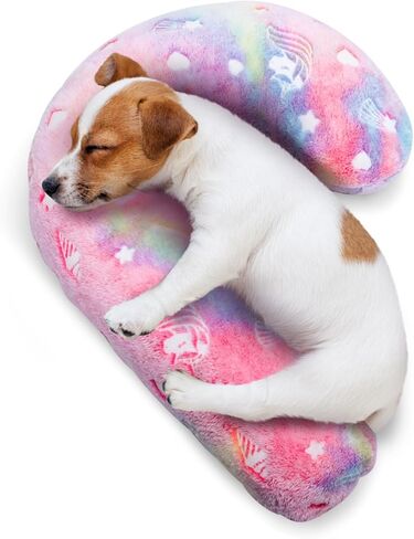Dog Calming Pillow, Glow in The Dark Dog Throw Pillow, Soft J-Shaped Pillow for Cat & Dog, Machine Washable Pet Calming Toy for Joint Relief Sleeping Improve-L in Kuwait