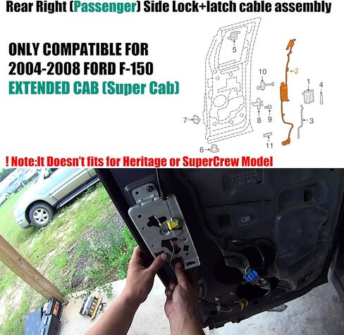 Passenger Door Latch compatible for Ford F150 F250 1992-96 w/Door Handle Reinforcement Plate&Installation Kit in Kuwait