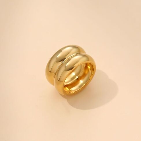 Chunky Gold Rings Gifts for Women Teen Girls 14K Gold Plated Ring No Tarnish Stackable Statement Thumb Dome Band Pinky Rings Birthday Anniversary Retirement Christmas Gift Jewelry in Kuwait
