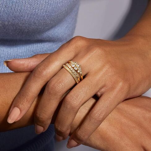 Stackable Gold Rings for Women Non Tarnish Dainty 14K Gold Plated 3PCS Cubic Zirconia Thumb Ring Set Trendy Statement Promise Wedding Bands Engagement Rings Size 6 7 8 9 10 in Saudi Arabia