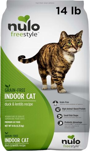 Nulo FreeStyle Dry Cat Food Indoor - Duck & Cod, High Protein Grain-Free Dry Cat Food, Natural Kibble with Probiotics and Omegas Fatty Acids, 4lb Bag in Kuwait