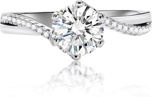 925 Sterling Silver 6-Prong Petite Twisted Vine 1 Carat Round D Color/Pink Moissanite Ladies Engagement Wedding Promise Bridal Ring in Kuwait