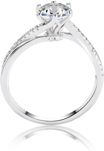 925 Sterling Silver 6-Prong Petite Twisted Vine 1 Carat Round D Color/Pink Moissanite Ladies Engagement Wedding Promise Bridal Ring in Kuwait